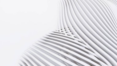 Soyut Eğri Şekiller. Beyaz Dairesel Arkaplan. Soyut arkaplan. 3d illüstrasyon