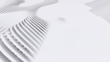 Soyut Eğri Şekiller. Beyaz Dairesel Arkaplan. Soyut arkaplan. 3d illüstrasyon