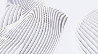 Soyut Eğri Şekiller. Beyaz Dairesel Arkaplan. Soyut arkaplan. 3d illüstrasyon