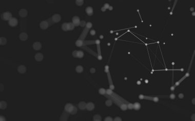 3d soyut arkaplan. Çokgen şekilli molekül teknolojisi, noktaları ve çizgileri birleştiriyor. Bağlantı yapısı. Büyük veri görselleştirmesi. 3d arkaplan. 