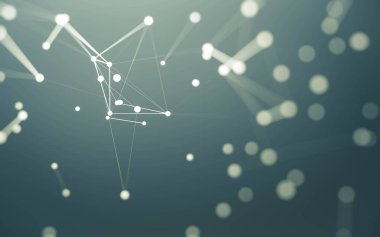 3d soyut arkaplan. Çokgen şekilli molekül teknolojisi, noktaları ve çizgileri birleştiriyor. Bağlantı yapısı. Büyük veri görselleştirmesi. 3d arkaplan.