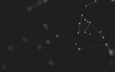 3d soyut arkaplan. Çokgen şekilli molekül teknolojisi, noktaları ve çizgileri birleştiriyor. Bağlantı yapısı. Büyük veri görselleştirmesi. 3d arkaplan. 