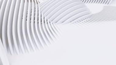 Soyut Eğri Şekiller. Beyaz Dairesel Arkaplan. Soyut arkaplan. 3d illüstrasyon