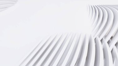 Soyut Eğri Şekiller. Beyaz Dairesel Arkaplan. Soyut arkaplan. 3d illüstrasyon