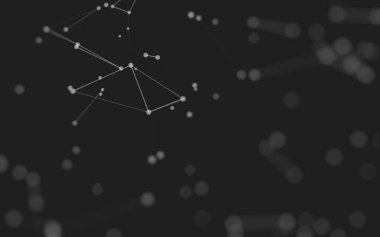 3d soyut arkaplan. Çokgen şekilli molekül teknolojisi, noktaları ve çizgileri birleştiriyor. Bağlantı yapısı. Büyük veri görselleştirmesi. 3d arkaplan. 