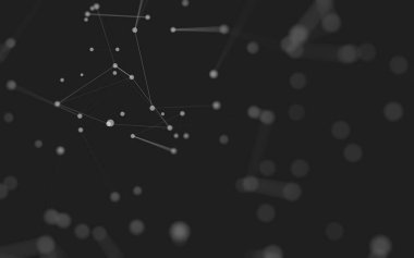 3d soyut arkaplan. Çokgen şekilli molekül teknolojisi, noktaları ve çizgileri birleştiriyor. Bağlantı yapısı. Büyük veri görselleştirmesi. 3d arkaplan. 