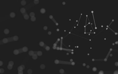 3d soyut arkaplan. Çokgen şekilli molekül teknolojisi, noktaları ve çizgileri birleştiriyor. Bağlantı yapısı. Büyük veri görselleştirmesi. 3d arkaplan. 