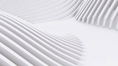 Soyut Eğri Şekiller. Beyaz Dairesel Arkaplan. Soyut arkaplan. 3d illüstrasyon