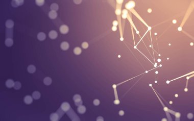 3d soyut arkaplan. Çokgen şekilli molekül teknolojisi, noktaları ve çizgileri birleştiriyor. Bağlantı yapısı. Büyük veri görselleştirmesi. 3d arkaplan.