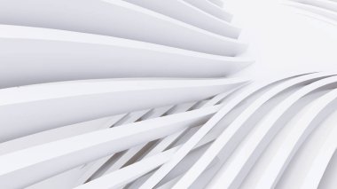 Soyut Eğri Şekiller. Beyaz Dairesel Arkaplan. Soyut arkaplan. 3d illüstrasyon