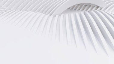 Soyut Eğri Şekiller. Beyaz Dairesel Arkaplan. Soyut arkaplan. 3d illüstrasyon