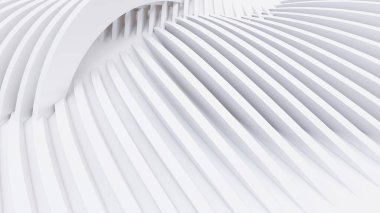 Soyut Eğri Şekiller. Beyaz Dairesel Arkaplan. Soyut arkaplan. 3d illüstrasyon