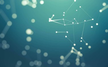 3d soyut arkaplan. Çokgen şekilli molekül teknolojisi, noktaları ve çizgileri birleştiriyor. Bağlantı yapısı. Büyük veri görselleştirmesi. 3d arkaplan.