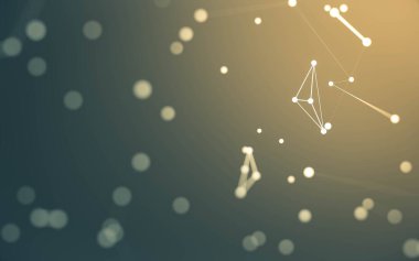 3d soyut arkaplan. Çokgen şekilli molekül teknolojisi, noktaları ve çizgileri birleştiriyor. Bağlantı yapısı. Büyük veri görselleştirmesi. 3d arkaplan.