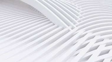 Soyut Eğri Şekiller. Beyaz Dairesel Arkaplan. Soyut arkaplan. 3d illüstrasyon