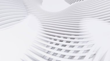 Soyut Eğri Şekiller. Beyaz Dairesel Arkaplan. Soyut arkaplan. 3d illüstrasyon