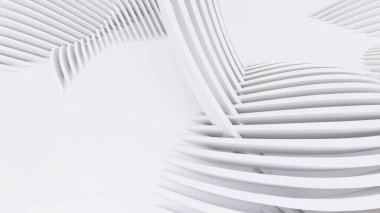 Soyut Eğri Şekiller. Beyaz Dairesel Arkaplan. Soyut arkaplan. 3d illüstrasyon