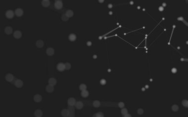 3d soyut arkaplan. Çokgen şekilli molekül teknolojisi, noktaları ve çizgileri birleştiriyor. Bağlantı yapısı. Büyük veri görselleştirmesi. 3d arkaplan. 