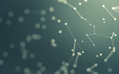 3d soyut arkaplan. Çokgen şekilli molekül teknolojisi, noktaları ve çizgileri birleştiriyor. Bağlantı yapısı. Büyük veri görselleştirmesi. 3d arkaplan.