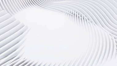 Soyut Eğri Şekiller. Beyaz Dairesel Arkaplan. Soyut arkaplan. 3d illüstrasyon