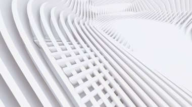 Soyut Eğri Şekiller. Beyaz Dairesel Arkaplan. Soyut arkaplan. 3d illüstrasyon