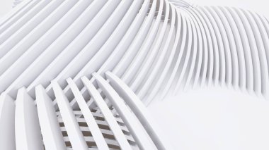 Soyut Eğri Şekiller. Beyaz Dairesel Arkaplan. Soyut arkaplan. 3d illüstrasyon