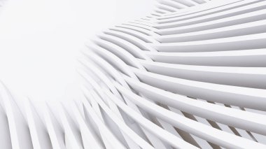 Soyut Eğri Şekiller. Beyaz Dairesel Arkaplan. Soyut arkaplan. 3d illüstrasyon