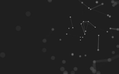 3d soyut arkaplan. Çokgen şekilli molekül teknolojisi, noktaları ve çizgileri birleştiriyor. Bağlantı yapısı. Büyük veri görselleştirmesi. 3d arkaplan. 