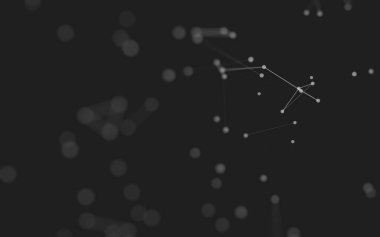 3d soyut arkaplan. Çokgen şekilli molekül teknolojisi, noktaları ve çizgileri birleştiriyor. Bağlantı yapısı. Büyük veri görselleştirmesi. 3d arkaplan. 