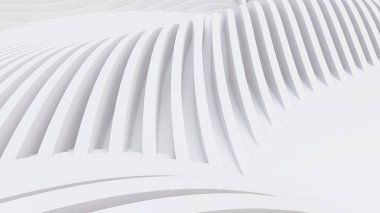 Soyut Eğri Şekiller. Beyaz Dairesel Arkaplan. Soyut arkaplan. 3d illüstrasyon