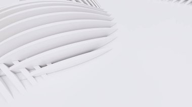 Soyut Eğri Şekiller. Beyaz Dairesel Arkaplan. Soyut arkaplan. 3d illüstrasyon