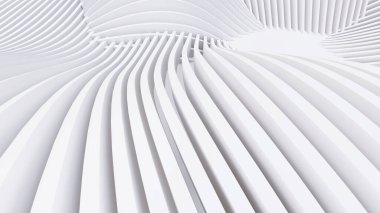 Soyut Eğri Şekiller. Beyaz Dairesel Arkaplan. Soyut arkaplan. 3d illüstrasyon