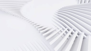 Soyut Eğri Şekiller. Beyaz Dairesel Arkaplan. Soyut arkaplan. 3d illüstrasyon