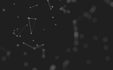 3d soyut arkaplan. Çokgen şekilli molekül teknolojisi, noktaları ve çizgileri birleştiriyor. Bağlantı yapısı. Büyük veri görselleştirmesi. 3d arkaplan. 