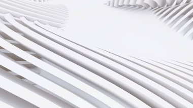 Soyut Eğri Şekiller. Beyaz Dairesel Arkaplan. Soyut arkaplan. 3d illüstrasyon