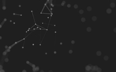 3d soyut arkaplan. Çokgen şekilli molekül teknolojisi, noktaları ve çizgileri birleştiriyor. Bağlantı yapısı. Büyük veri görselleştirmesi. 3d arkaplan. 