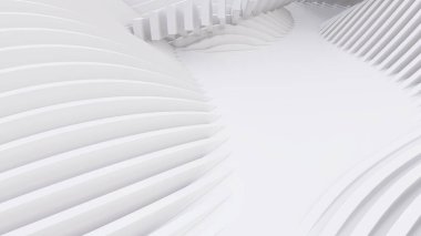 Soyut Eğri Şekiller. Beyaz Dairesel Arkaplan. Soyut arkaplan. 3d illüstrasyon