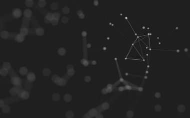 3d soyut arkaplan. Çokgen şekilli molekül teknolojisi, noktaları ve çizgileri birleştiriyor. Bağlantı yapısı. Büyük veri görselleştirmesi. 3d arkaplan. 