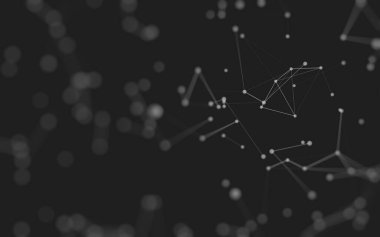 3d soyut arkaplan. Çokgen şekilli molekül teknolojisi, noktaları ve çizgileri birleştiriyor. Bağlantı yapısı. Büyük veri görselleştirmesi. 3d arkaplan. 