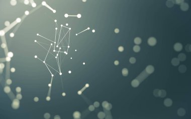 3d soyut arkaplan. Çokgen şekilli molekül teknolojisi, noktaları ve çizgileri birleştiriyor. Bağlantı yapısı. Büyük veri görselleştirmesi. 3d arkaplan.