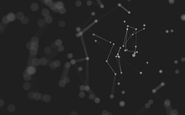 3d soyut arkaplan. Çokgen şekilli molekül teknolojisi, noktaları ve çizgileri birleştiriyor. Bağlantı yapısı. Büyük veri görselleştirmesi. 3d arkaplan. 