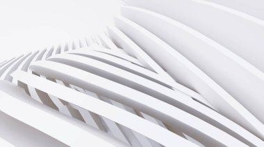 Soyut Eğri Şekiller. Beyaz Dairesel Arkaplan. Soyut arkaplan. 3d illüstrasyon