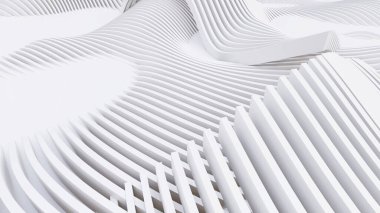 Soyut Eğri Şekiller. Beyaz Dairesel Arkaplan. Soyut arkaplan. 3d illüstrasyon