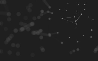 3d soyut arkaplan. Çokgen şekilli molekül teknolojisi, noktaları ve çizgileri birleştiriyor. Bağlantı yapısı. Büyük veri görselleştirmesi. 3d arkaplan. 