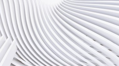 Soyut Eğri Şekiller. Beyaz Dairesel Arkaplan. Soyut arkaplan. 3d illüstrasyon