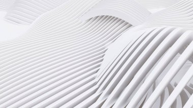 Soyut Eğri Şekiller. Beyaz Dairesel Arkaplan. Soyut arkaplan. 3d illüstrasyon