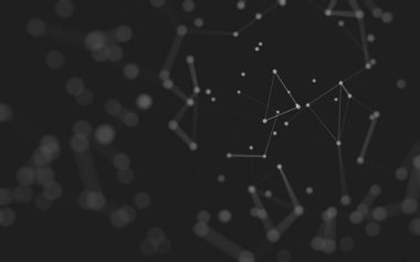 3d soyut arkaplan. Çokgen şekilli molekül teknolojisi, noktaları ve çizgileri birleştiriyor. Bağlantı yapısı. Büyük veri görselleştirmesi. 3d arkaplan. 