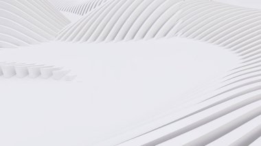 Soyut Eğri Şekiller. Beyaz Dairesel Arkaplan. Soyut arkaplan. 3d illüstrasyon