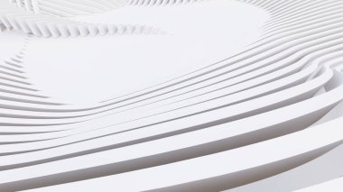 Soyut Eğri Şekiller. Beyaz Dairesel Arkaplan. Soyut arkaplan. 3d illüstrasyon