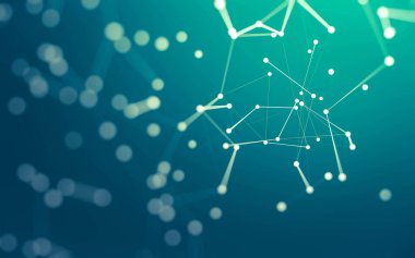 3d soyut arkaplan. Çokgen şekilli molekül teknolojisi, noktaları ve çizgileri birleştiriyor. Bağlantı yapısı. Büyük veri görselleştirmesi. 3d arkaplan.